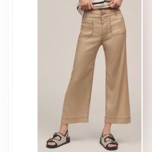 Anthropologie - Maeve Colette Linen Pant Tan Contrast Stitch 27